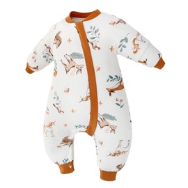 Baby Sleep Bag with Feet 2.5 TOG Removable Sleeve Wearable Blanket Cotton Sleeping Sack for Infant Toddler (orange unicorn, M)