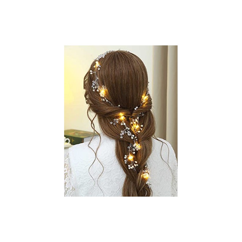Yean- Enredadera para el cabello de novia con luz LED,