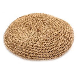 Meyaus Women Summer Straw Woven Sunhat Classic French Style Beret Artist Painter Sun Hat Cap Khaki