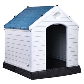Elevon Plastic Dog House, Insulated Doghouse Puppy Shelter, Water Resistant Easy Assembly Sturdy Dog Kennel with Elevated Floor and Air Vents, Ventilate for Small to Large Sized Dogs (29-Inch, Blue)