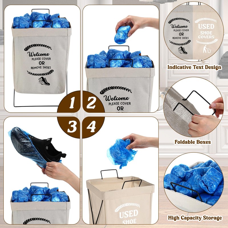 DoubleFill 2 Pcs Shoe Cover Boxes Foldable Storage Baskets for