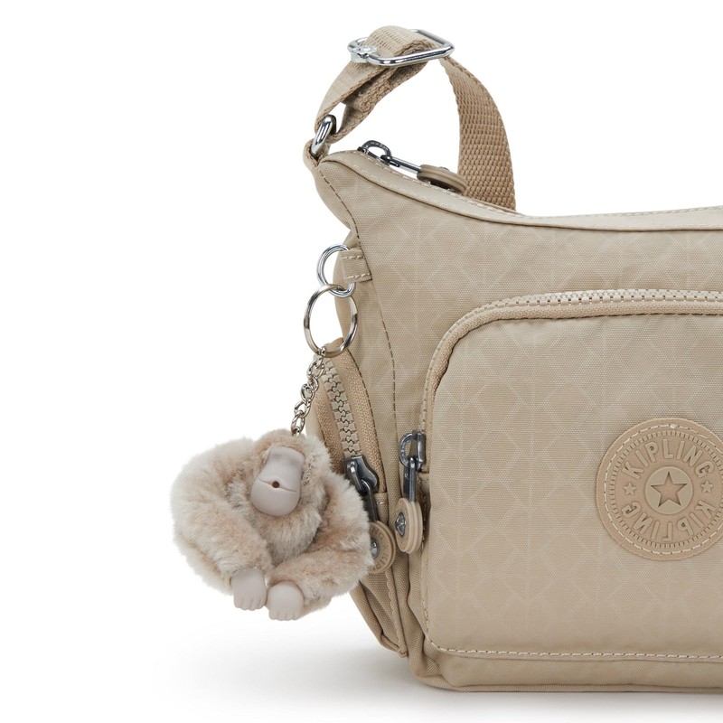 Kipling Gabbie Mini Printed Crossbody Bag Sign Beige Emb