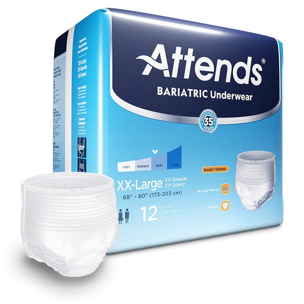 Attend Protective Underwear Bariatric Extra XXL 12 count