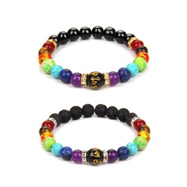Beads Natural Stone Healing Stones Gemstone Bracelet for Men Bead Bracelet Chakra Bracelets Tiger's Eye Agate Lava Stone Jewellery for Women Friendship Bracelet, Stone