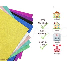 Crafasso No-Shed fine Glitter cardstock, 12" x 12" 300GMS, 15 Sheets, Aqua