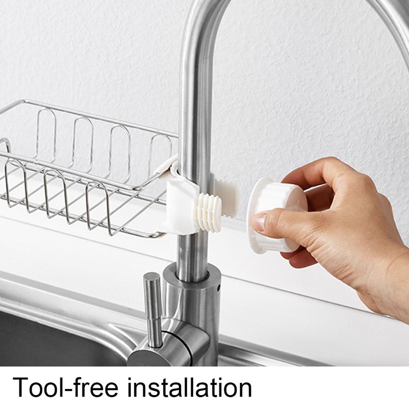 2Pcs Faucet Storage Rack Stainless Steel Sink Caddy Organizer Soap