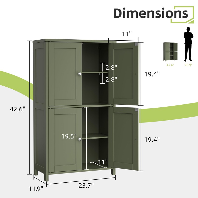 Vongrasig 42.6" Bathroom Storage Cabinet, Modern Floor Cabinet with Doors