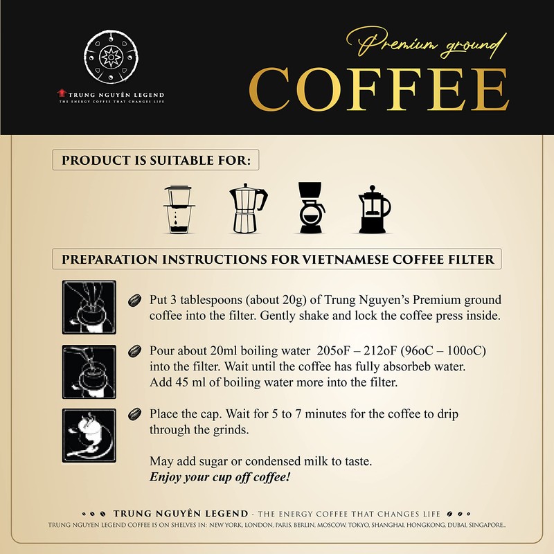TRUNG NGUYEN LEGEND GOURMET BLEND Premium Roasted Ground Coffee -