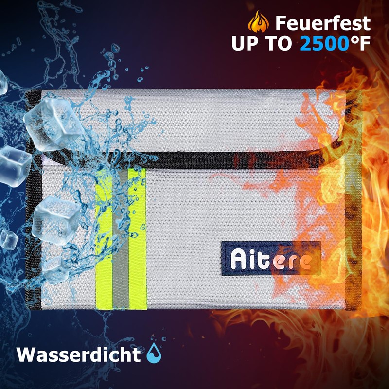 Aitere Fireproof Bag Set of 2 Fireproof Waterproof Document Case
