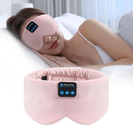 Soft Sleep Eye Mask Bluetooth Headband Wireless Headphones, SYPVRY Adjustable Sleep Mask for Sleeping Meditation Insomnia Night Mask Music Eye Cover for Side Sleepers Airplane Travel, Pink