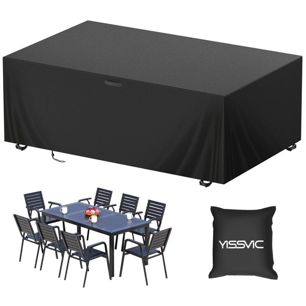 YISSVIC Garden Furniture Cover 180 x 120 x 74 cm 420D Oxford Protective Cover Table Cover Waterproof Windproof Rain UV Tear