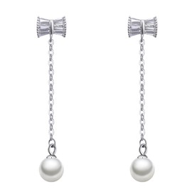 Pearl Stud Earrings Bow Earrings 925 Silver Earrings for Women Dangle Earrings for Women Cubic Zirconia Earrings Long earrings Hypoallergenic Earrings Bridal Earrings