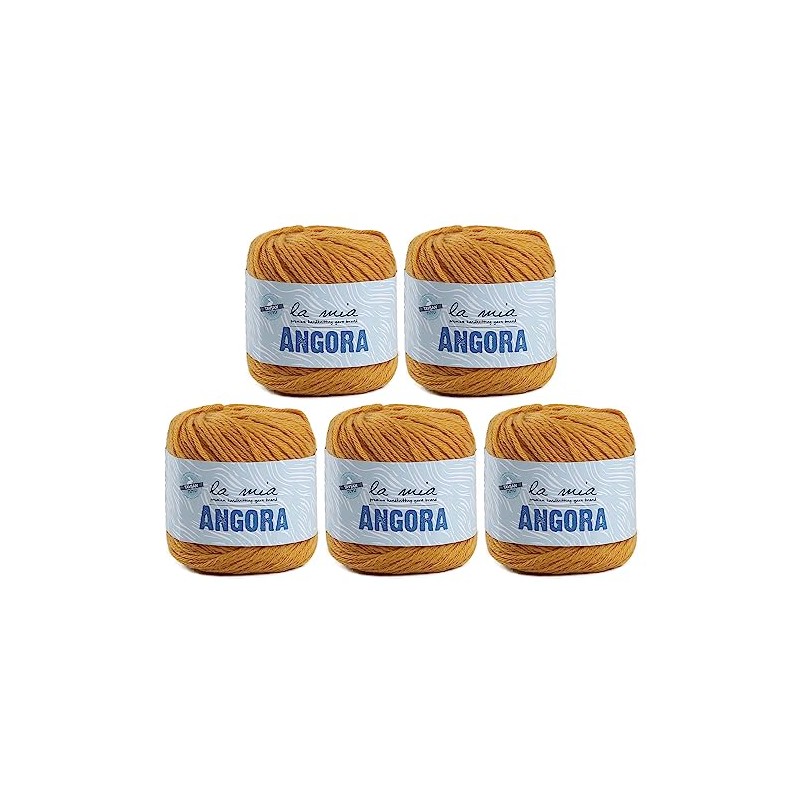 5 bolas de lana La Mia Angora Total 8.7 onzas.