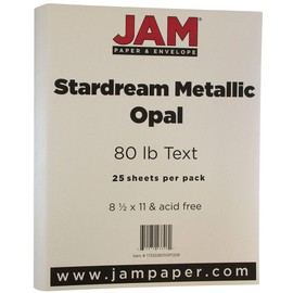 JAM PAPER Metallic 32lb Paper - 120 GSM - 8.5 x 11 - Opal Ivory Stardream Metallic - 25 Sheets/Pack
