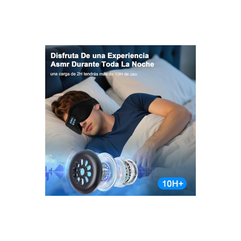 Antifaz para Dormir con Audifonos y Contorno 3D, Blackout y