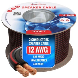 Cables Direct Online Speaker Cable 100FT 12AWG 2 Conductors (12/2) CL3 Rated CCA (Copper Clad Aluminum) Black Jacket Compatible with Low Voltage LED Wire, Car Audio, Home Theater