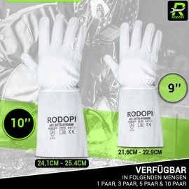 RODOPI FIREWELD-Comfort Welding Gloves 1-10 Pairs of Work Gloves EN 388:2016 Size 8-11 Cowhide Leather EN 407 Welding Gloves 33 cm for Men and Women (1, 8)
