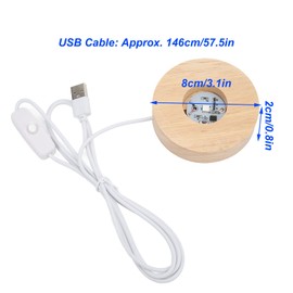 LED Light Base Lighting Lamp Holder Decoration Oak 5V Round Switch Wood 2CM 0.8" Thickness Solid Wood Material USB Floor Lamps (Colorful Base)