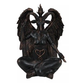 Pagan Occult Sabbatic Goat Idol Baphomet Sitting Meditation Figurine 8"H