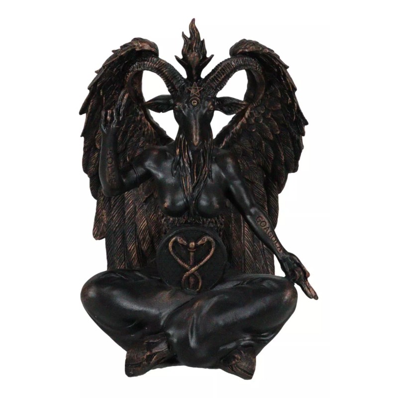 Pagan Occult Sabbatic Goat Idol Baphomet Sitting Meditation Figurine 8"H