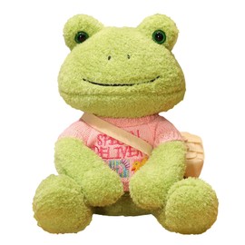 8.5 Inches Green Frog Plush Stuffed Animal, Cute Frog Plushie Doll, Birthday Christmas Soft Toy Gift (Pink Clothes)