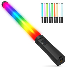 19-Inch 360-Degree RGB LED Light: 9 Colors, 3 White Modes, 9 Special Effects, 12 Brightness Levels, USB-C Charging, Built-in Remote, Tripod Mountable