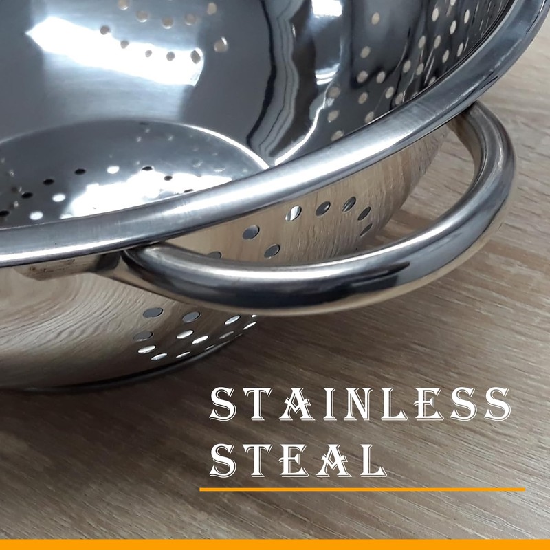 Stainless Steel Colander 24cm with Handle Sturdy Base Dishwasher Safe