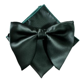 szzqdzsw Men Solid Oversize Pre-Tied Adjustable Bow Tie Pocket Square Wedding Party Tuxedo Bowtie Set (Dark Green)