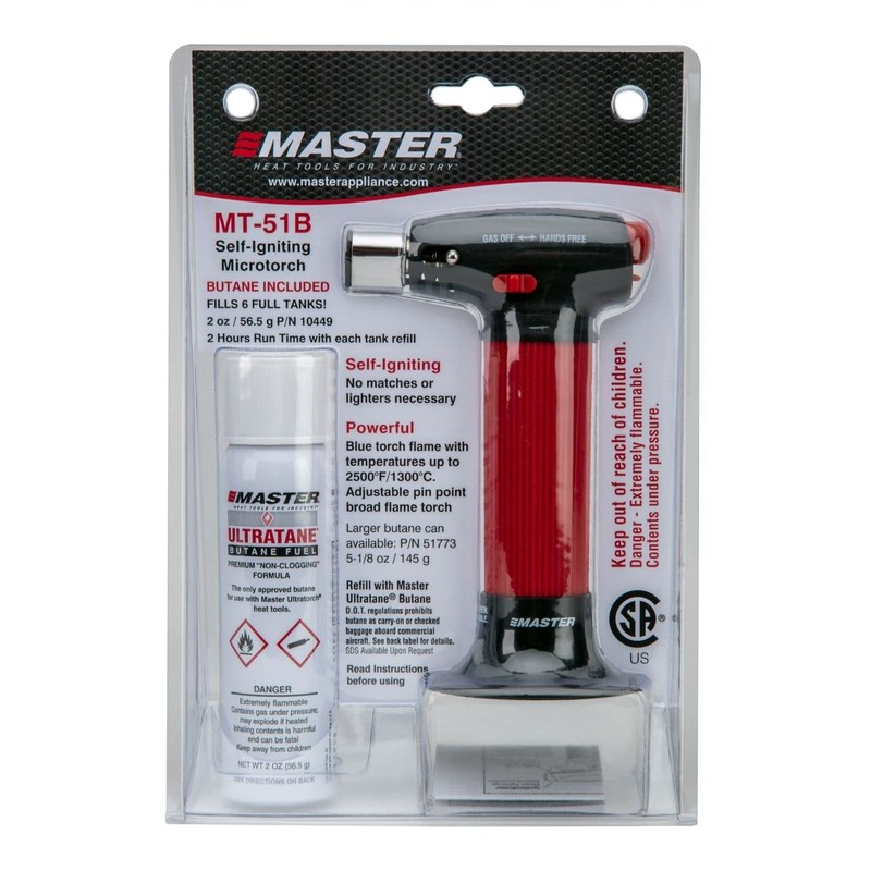 Master Appliance MT-51B Butane Torch Lighter with 4floz can of