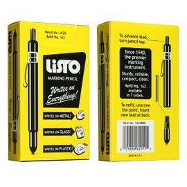 Listo 1620 - Box of 12 - BLACK COLOR - China Markers/Grease Pencils/China Marking/Pencils/Wax Pencils - Made in USA