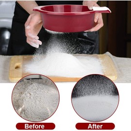 ProLeo Flour Sieve Plastic Fine Mesh Sieve with Free Scraper Very Fine Mesh Kitchen Sieve Red Very Fine Sieve Red 20 cm Diameter