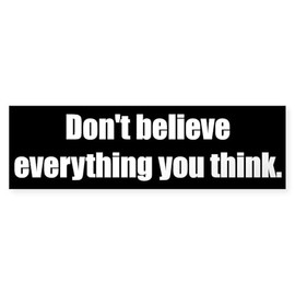 CafePress Don't Believe Everything You Think. 10"x3" Rectangle Vinyl Bumper Sticker Car Decal