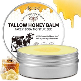 IKZEE Tallow Honey Balm, 1 Box/2 Boxes Organic Grass-fed Beef Tallow Balm with Raw Honey, Moisturizing Cream for Soft, Smooth Skin - Colour: yellow and white, Net Weight (Unit): 100g