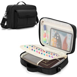 LoDrid Bible Carrying Case for Church with Multiple Pockets, Portable Bible Cover Bag with Handle and Shoulder Strap for Bible Accessories, Black, Bag Only