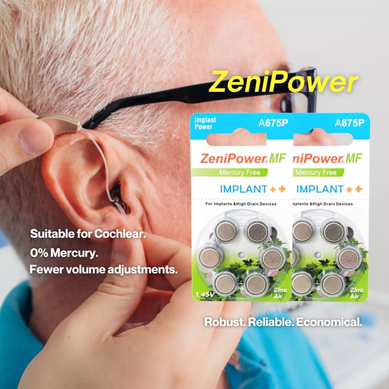 ZeniPower Size 675P Implant Power Cochlear Batteries (240 Pack) +