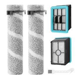 RONGJU 4111A Replacement Brushes and Filters for Bissell CrossWave Edge, Multi-Surface Hard Floor Cleaner Wet Dry Vacuum with Zero-Gap Edge Technology, 2 Pack Brushes and 2 Pack Filters