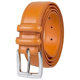 Gelante Men's Classic Genuine Leather Dress Belt With Double Loop Double Stitch 30-G2065-Orange-S