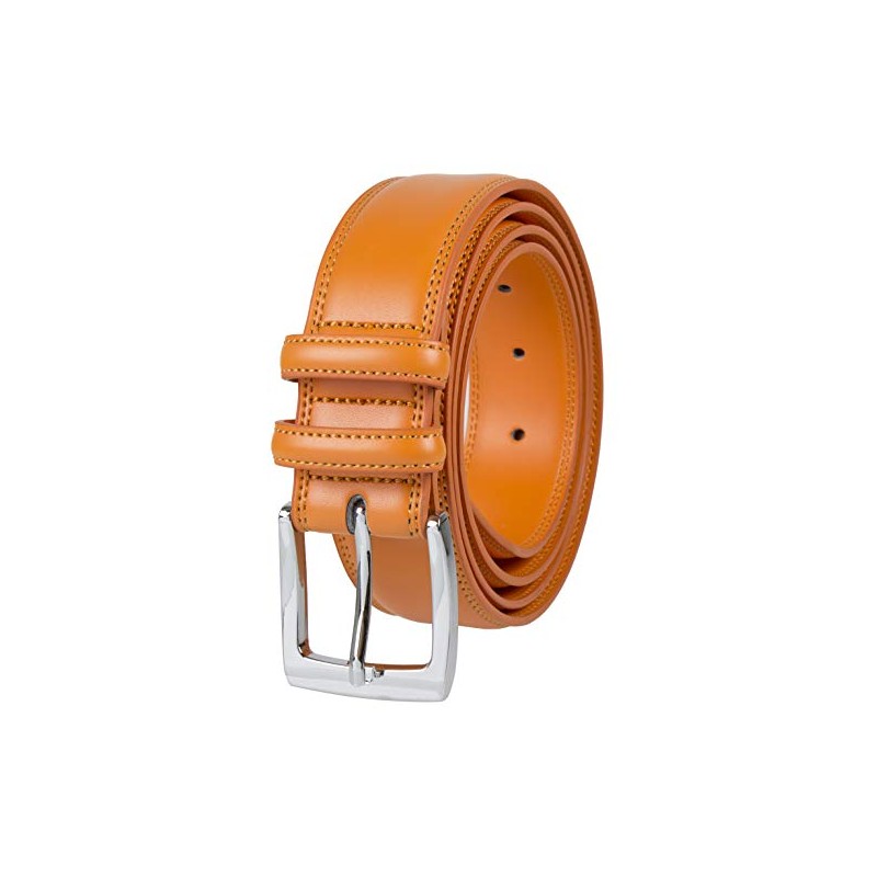 Gelante Men's Classic Genuine Leather Dress Belt With Double Loop
