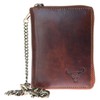 Glazed Genuine Leather Biker's Leather Wallet with Metal Chain