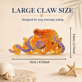 Giant Octopus Hair Claw Clip, Cute Ocean Resin Hair Clips for Thick Hair, Funny Sea Animal Hair Accessory