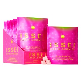 ISSEI Strawberry Mochi Gummies | Dye-Free Candy with Colors from Natural Sources | Gelatin-Free | Plant-Based | Non-GMO | Real Sugar | Award-Winning Japanese Candy (2oz (Pack of 6), Strawberry)