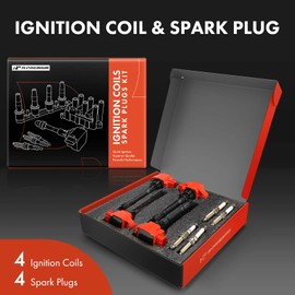 A-Premium (Red) Set of 8 Ignition Coil Pack and Iridium Spark Plugs Compatible with Nissan Juke 2011-2014 1.6L, Juke 2015-2017 1.6L