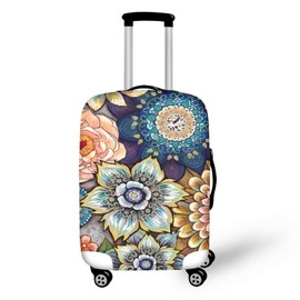 Psesaysky Boho FLowers Luggage Cover Detachable Carry on Travel Luggage Covers Suitable for 18-32 Inch Light Weight Washable Luggage Attachment (XL Size for 29-32 Inch)