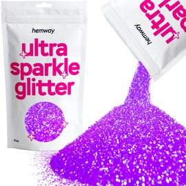 Hemway Premium Ultra Sparkle Glitter Multi Purpose Metallic Flake for Arts Crafts Nails Cosmetics Resin Festival Face Hair - Fluorescent Purple - Fine (1/64" 0.015" 0.4mm) 100g / 3.5oz
