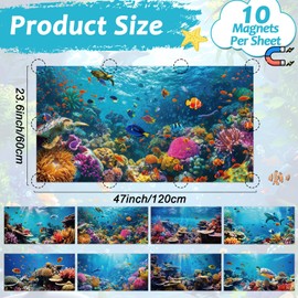 8 Pack Fluorescent Light Covers with 80 Magnets Decorative for Classroom Ceiling Light 4 x 2 Feet Magnetic Light Covers Filter Easy Install for Office Hospitals & Home Drop Ceiling Supplies(Ocean )