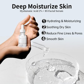 Hyaluronic Acid 2% + B5 Hydration Support Formula, Hyaluronic Acid Serum For Face - Large 30ml/1oz, 2Pcs