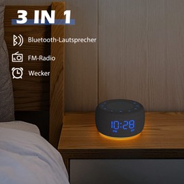 DOUMOSH Radiowecker mit Bluetooth, Wecker Digital mit 0-100% Display Dimmer, Farbige Nachtlicht, Wecker Bluetooth Lautsprecher für das Schlafzimmer