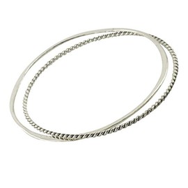 apop nyc 925 Sterling Silver Bangle Bracelet - Set of 2