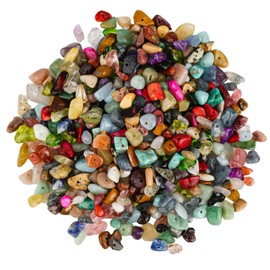 1 Box/500 Pieces Gemstone Beads, 5-8 mm Gemstones with Hole, Natural Stone Beads for Threading, Pastel Semi-Precious Stones for Threading DIY Bracelets, Necklaces, Earrings, Jewellery Crafts