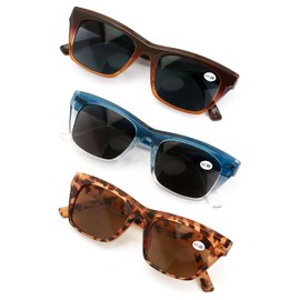 Vision World 3 Pairs Women Outdoor Reading Sunglasses - Fully Magnified Readers (3 Pairs (Coffee/Blue/Tortoise), 2.75)